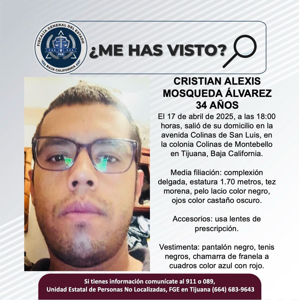 Pesquisa de Cristian Alexis Mosqueda Álvarez de 34 años de edad