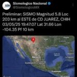 Sismo de magnitud 5.8 sacude Ciudad Juárez sin causar daños