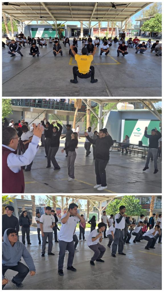 Participan estudiantes de CONALEP Mexicali II en activación física masiva