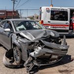 Aparatoso choque vehicular sobre bulevar Cucapah deja dos personas lesionadas