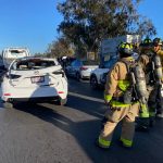 Aparatoso accidente con volcadura en la Ready Lane de la garita de Otay