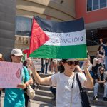 Se manifiesta en la oficinas de la Secretaría de Relaciones Exteriores en solidaridad con el pueblo de Palestina.