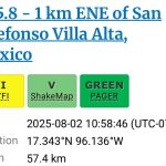 Temblor de magnitud 5.8 sacude la región Sierra Norte de Oaxaca