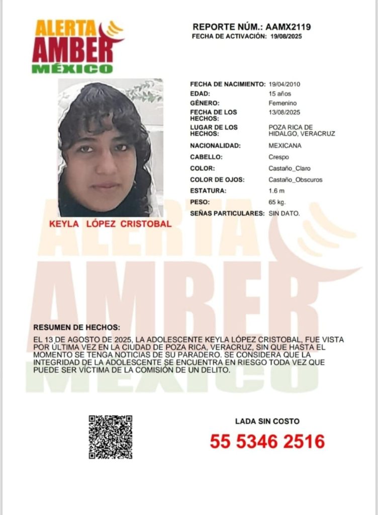 Activan Alerta AMBER para localizar a adolescente de 15 años de edad, Keyla López Cristóbal