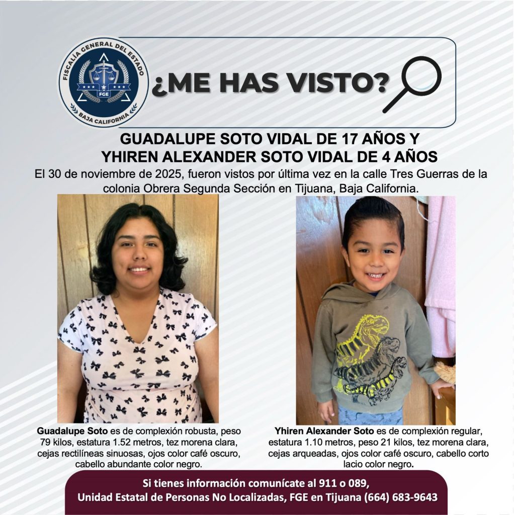 Pesquisa de Guadalupe Soto Vidal de 17 años y Yhiren Alexander Soto Vidal de 4 años