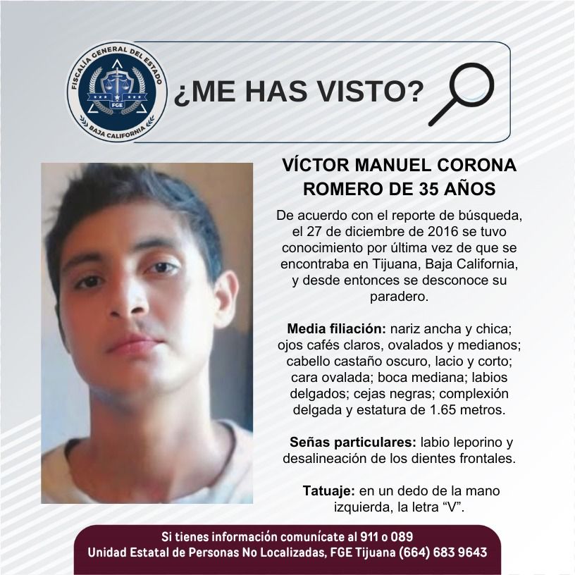 Desapareció Víctor Manuel Corona Romero de 35 años de edad