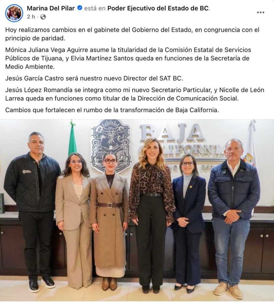 Cambios en el gabinete de la gobernadora Marina del Pilar; ajustes que fortalecen el rumbo de la transformación