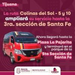 Ruta de Transporte Colinas del sol- 5 y 10 ampliará servicio hasta fraccionamiento Santa Fe